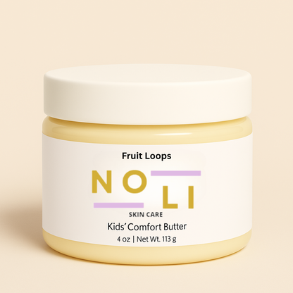 Jar of Noli Kids' Comfort Butter on a beige background